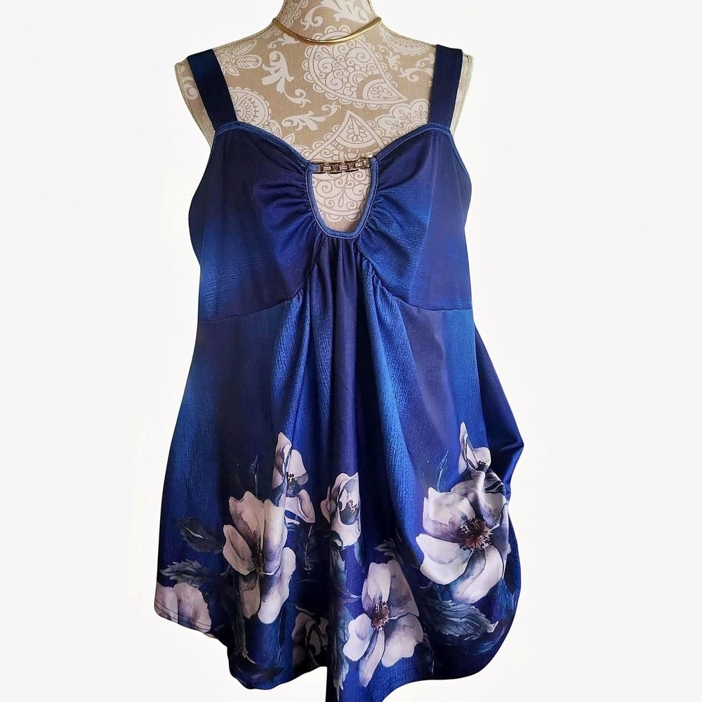 Floral Blue Sleeveless Top
